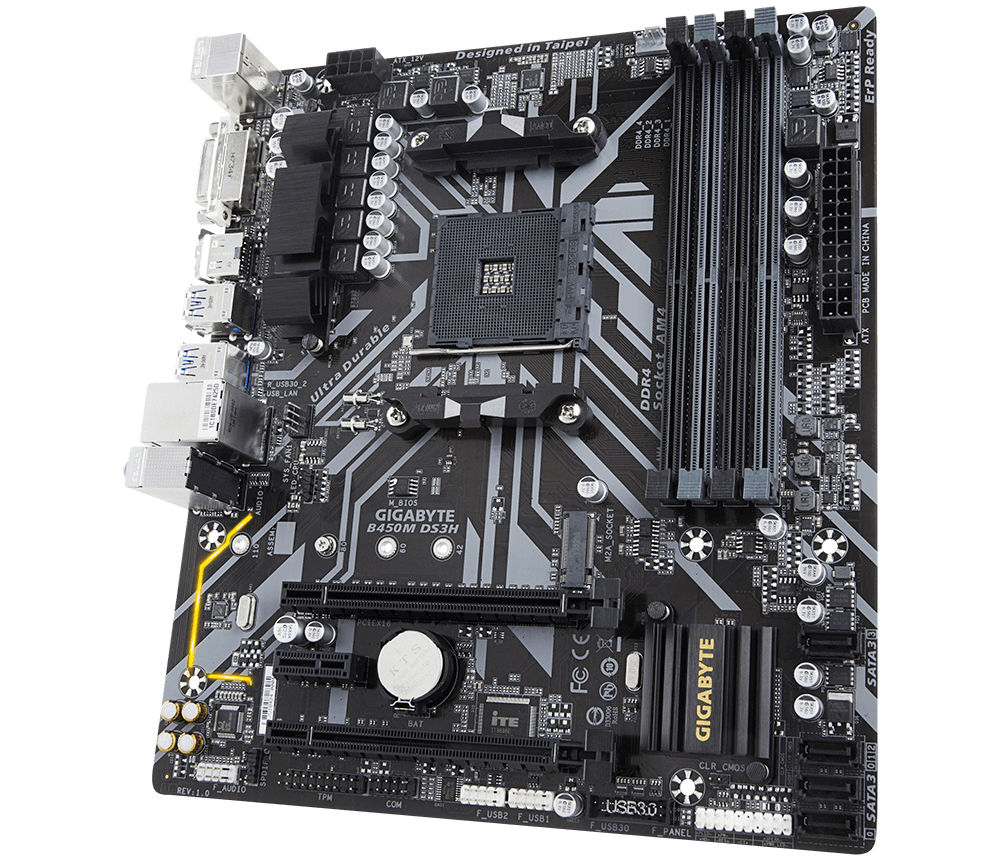 Bekijk afbeelding 4 van Gigabyte B450M DS3H moederbord Socket AM4 Micro ATX AMD B450